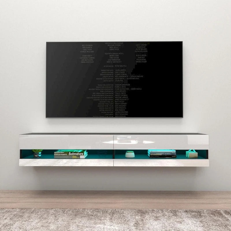 Wall-mount Floating 71-inch TV Stand with 16-Color LED Lights