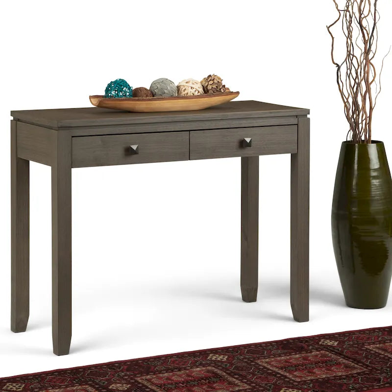 Solid Wood 38-inch Wide Contemporary Console Sofa Table with 2 Drawers