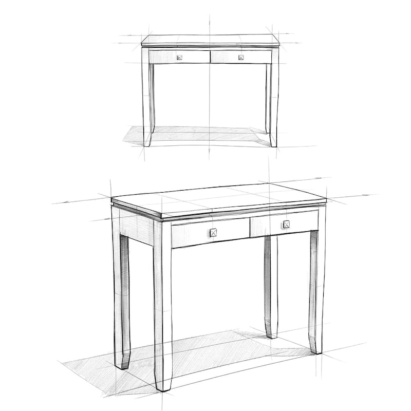 Solid Wood 38-inch Wide Contemporary Console Sofa Table with 2 Drawers