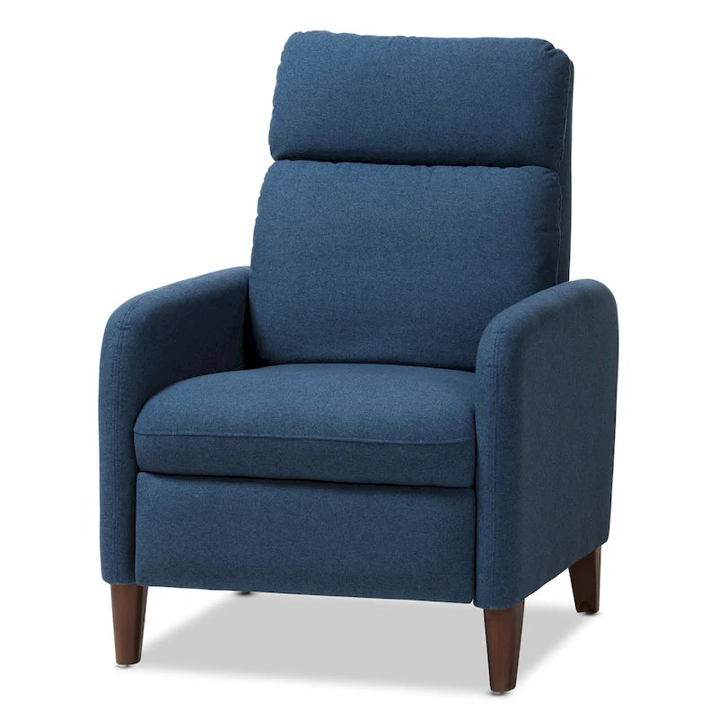 Mid-Century Fabric Recliner Chair with Walnut-Finish Wood Legs