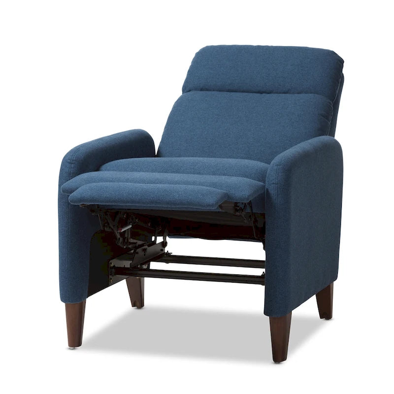 Mid-Century Fabric Recliner Chair with Walnut-Finish Wood Legs