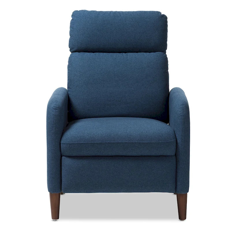 Mid-Century Fabric Recliner Chair with Walnut-Finish Wood Legs