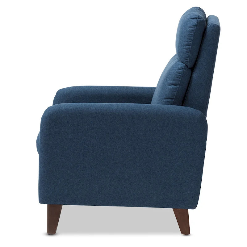 Mid-Century Fabric Recliner Chair with Walnut-Finish Wood Legs