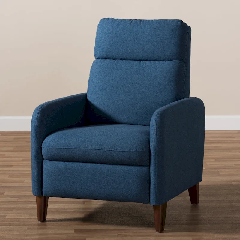 Mid-Century Fabric Recliner Chair with Walnut-Finish Wood Legs