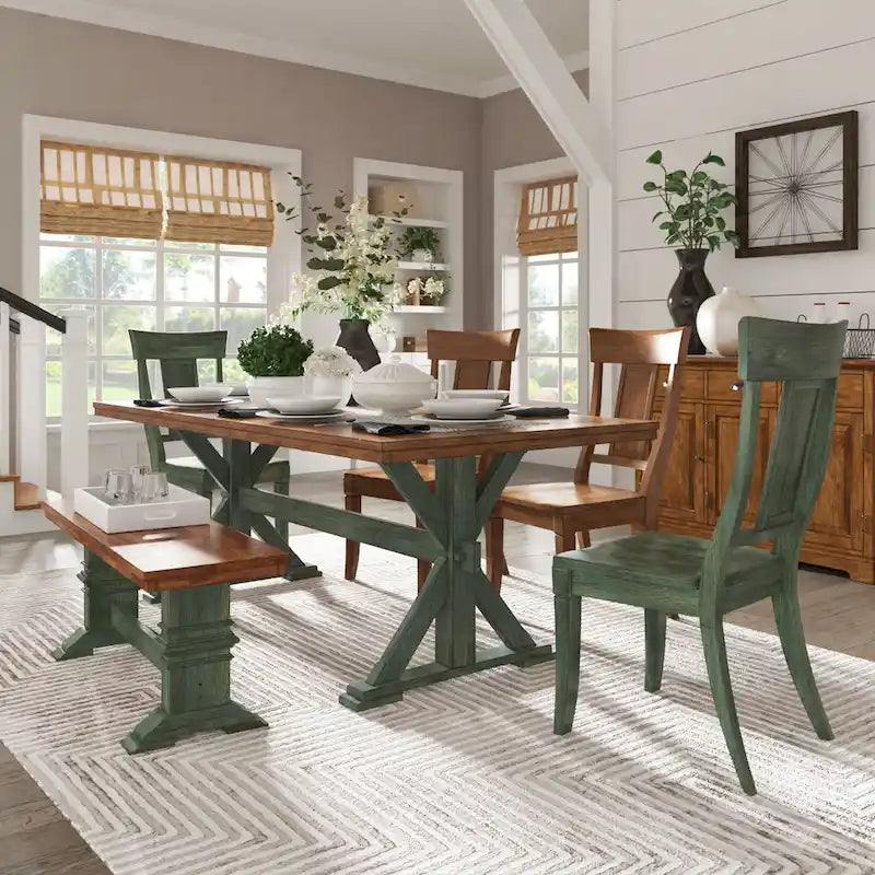 78-inch Oak Dining Table with X-Trestle Base