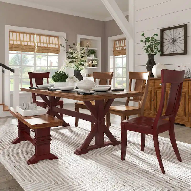 78-inch Oak Dining Table with X-Trestle Base