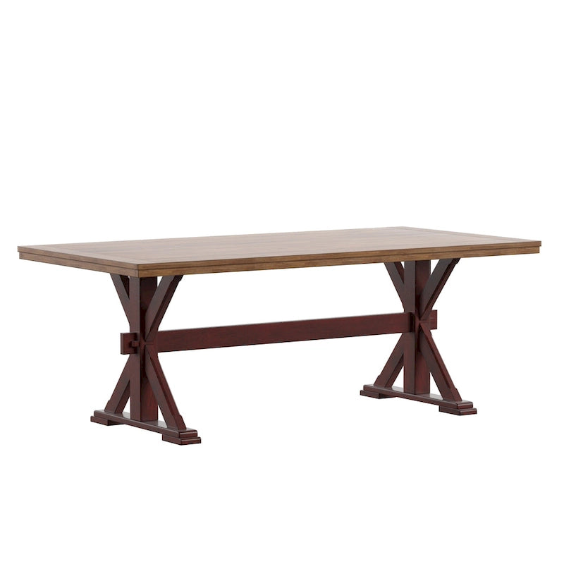 78-inch Oak Dining Table with X-Trestle Base