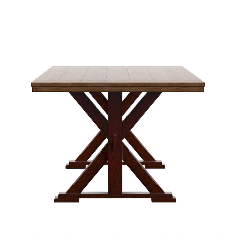 78-inch Oak Dining Table with X-Trestle Base