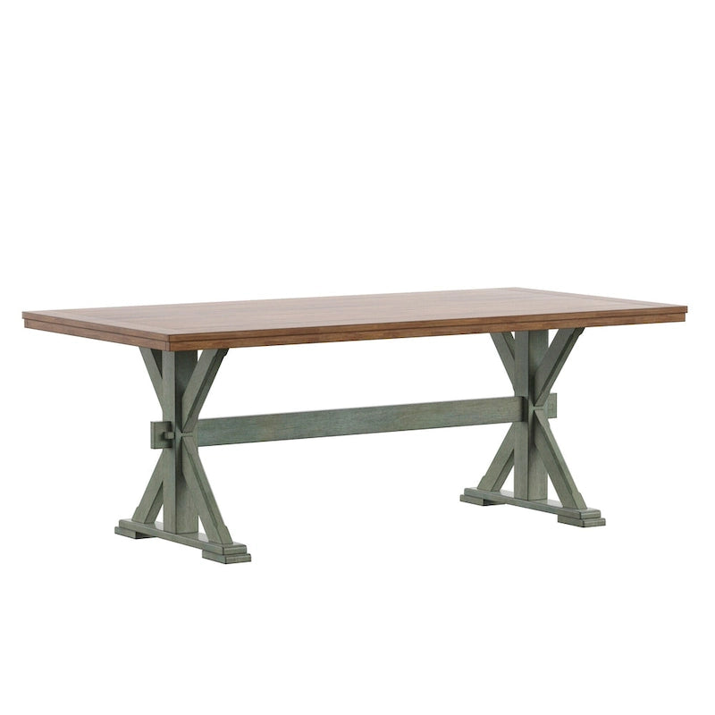78-inch Oak Dining Table with X-Trestle Base