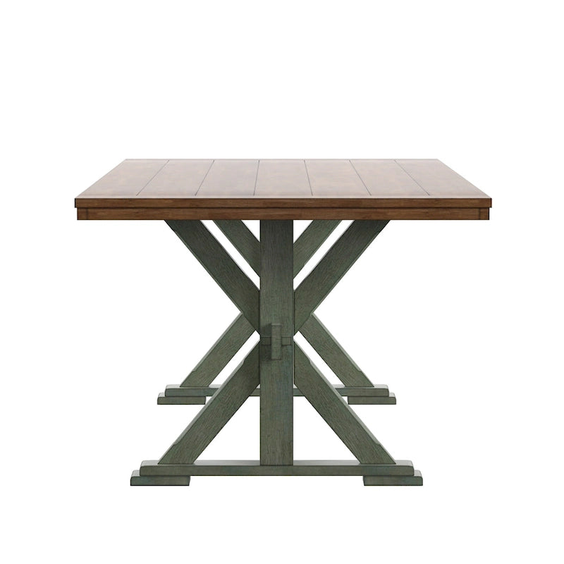 78-inch Oak Dining Table with X-Trestle Base