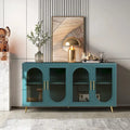 Wood TV Stand with Storage Cabinet and Adjustable Shelves