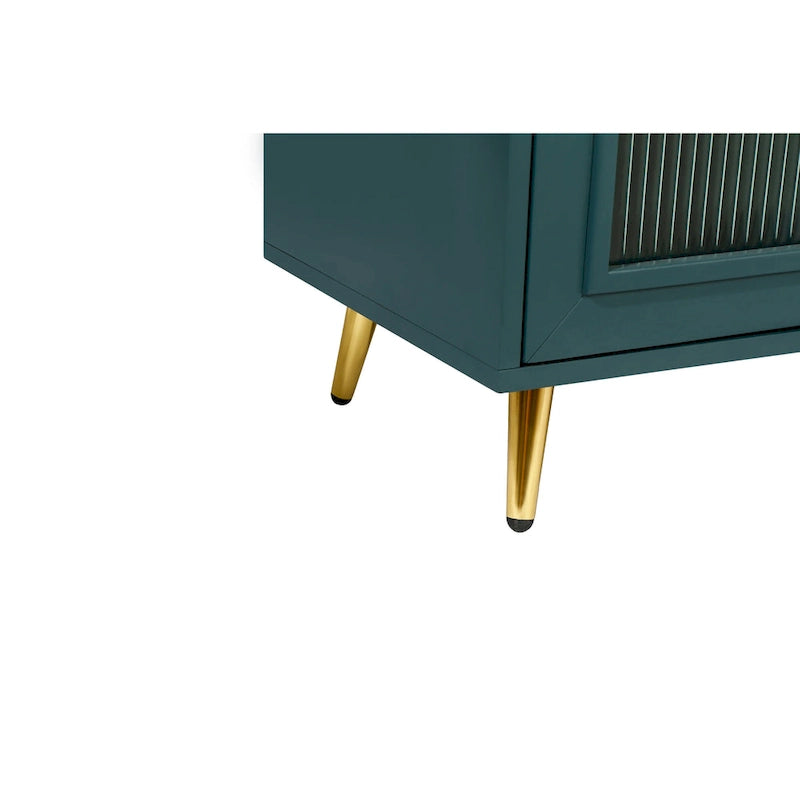 Wood TV Stand with Storage Cabinet and Adjustable Shelves