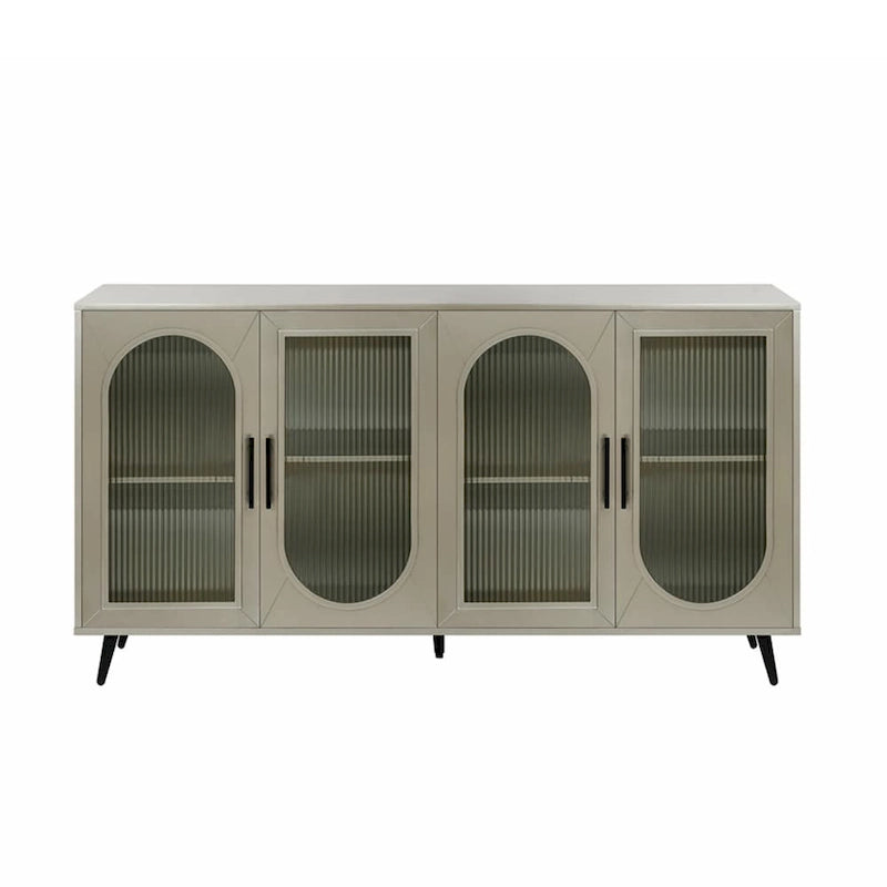 Wood TV Stand with Storage Cabinet and Adjustable Shelves