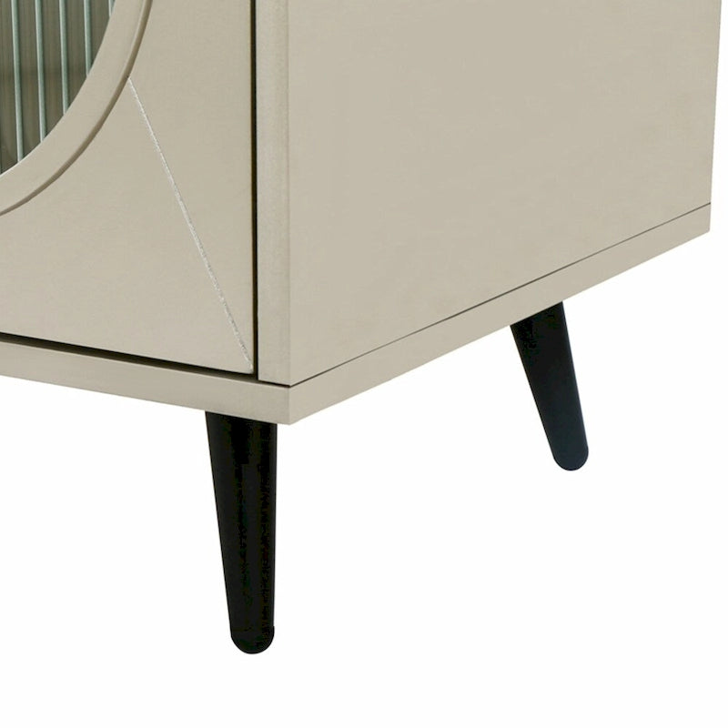 Wood TV Stand with Storage Cabinet and Adjustable Shelves