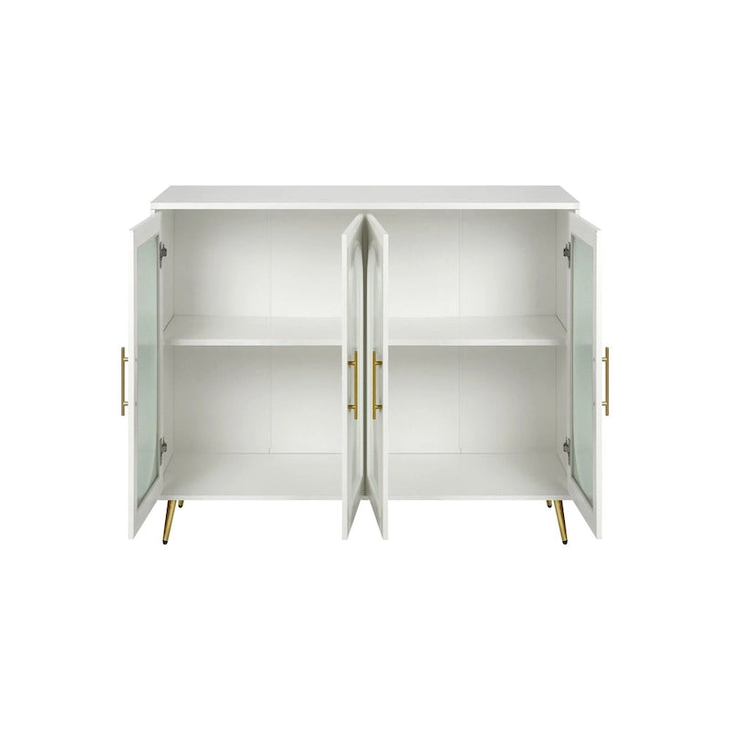 Wood TV Stand with Storage Cabinet and Adjustable Shelves