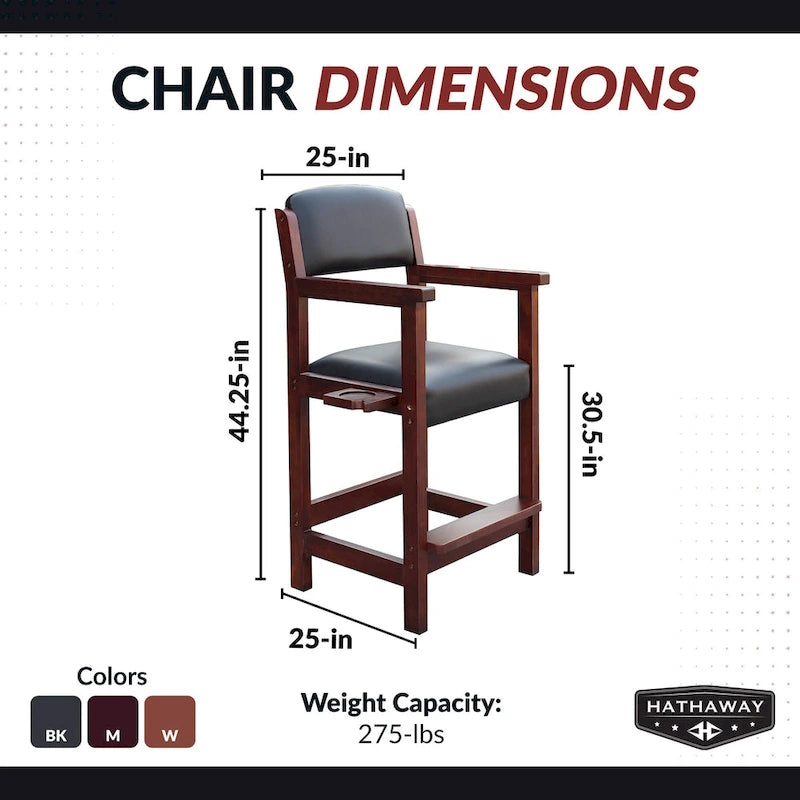 30-inch High Top Spectator Chair with Drink Holder and Cue Rest