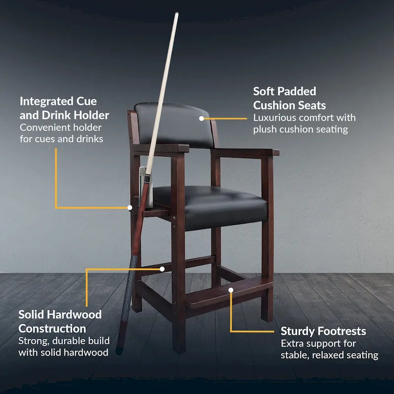 30-inch High Top Spectator Chair with Drink Holder and Cue Rest