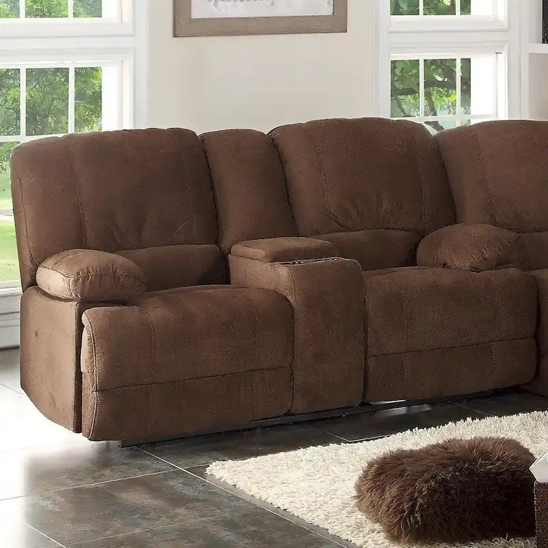Transitional Polyester Sectional with Dual Recliners and Massager