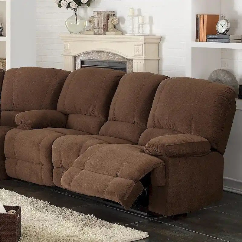 Transitional Polyester Sectional with Dual Recliners and Massager