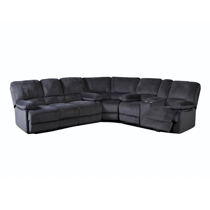Transitional Polyester Sectional with Dual Recliners and Massager