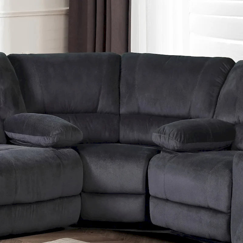Transitional Polyester Sectional with Dual Recliners and Massager