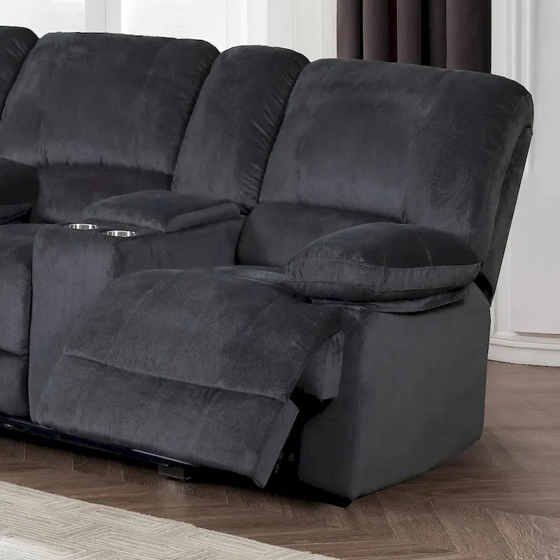 Transitional Polyester Sectional with Dual Recliners and Massager