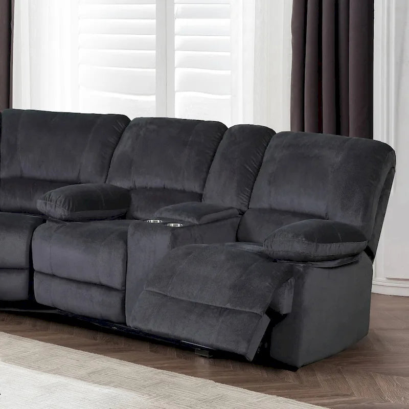 Transitional Polyester Sectional with Dual Recliners and Massager