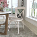 Modern Resin Stacking Cross Back Dining Chairs (Set of 2)