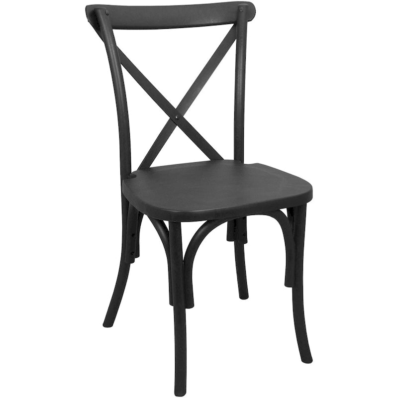 Modern Resin Cross Back Stacking Dining Chairs (Set of 2)