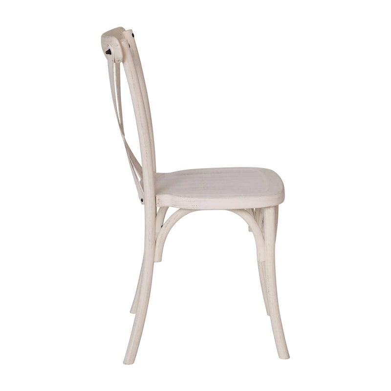 Modern Resin Cross Back Stacking Dining Chairs (Set of 2)