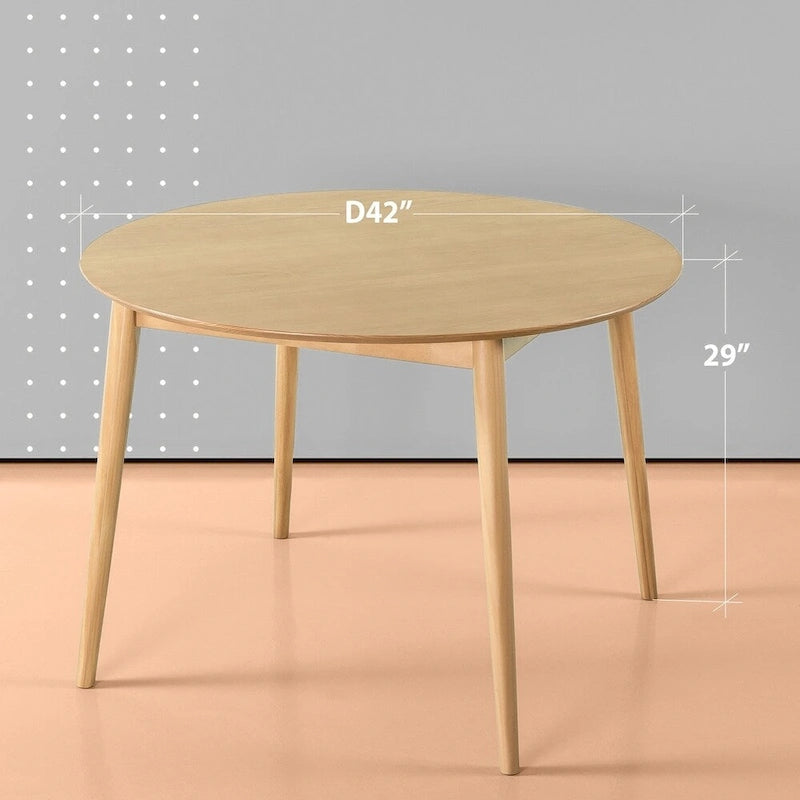 42-inch Mid-Century Round Wood Dining Table - Brown