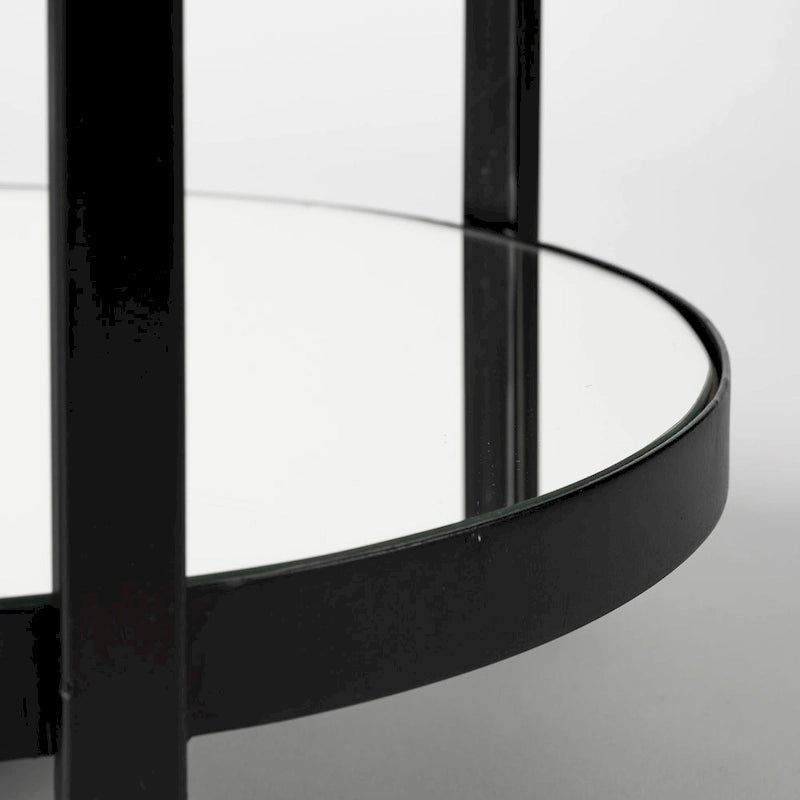 Black Metal Two-Tier Bar Cart with Glass Shelves