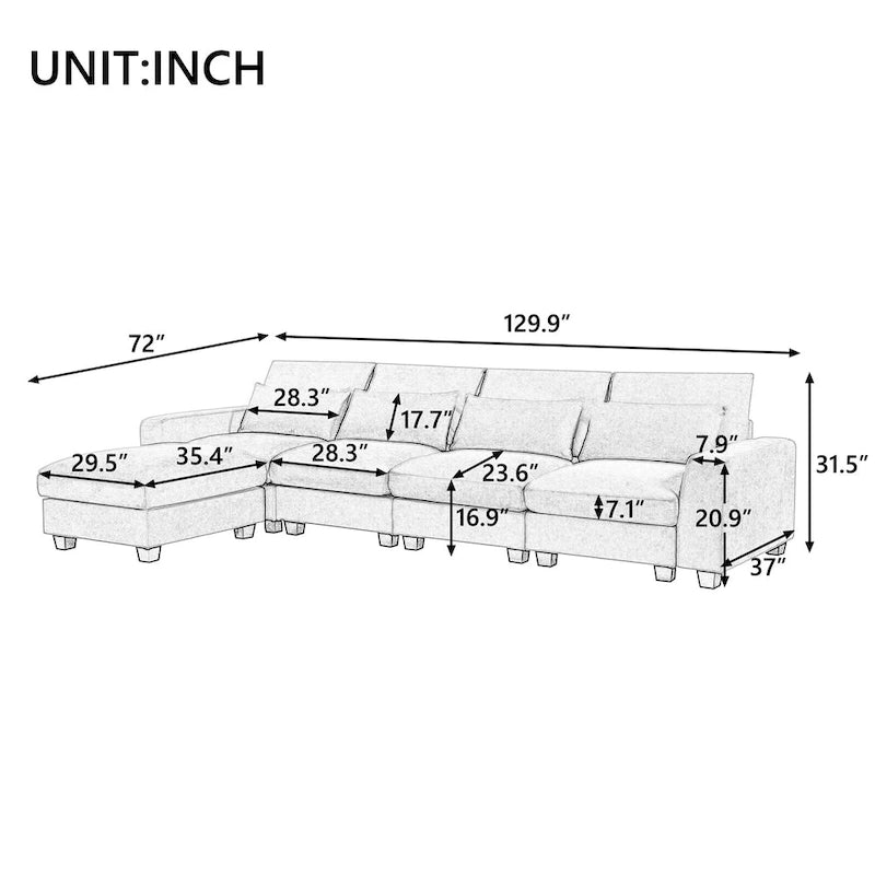 Convertible L-Shape Sectional Sofa with Reversible Chaise