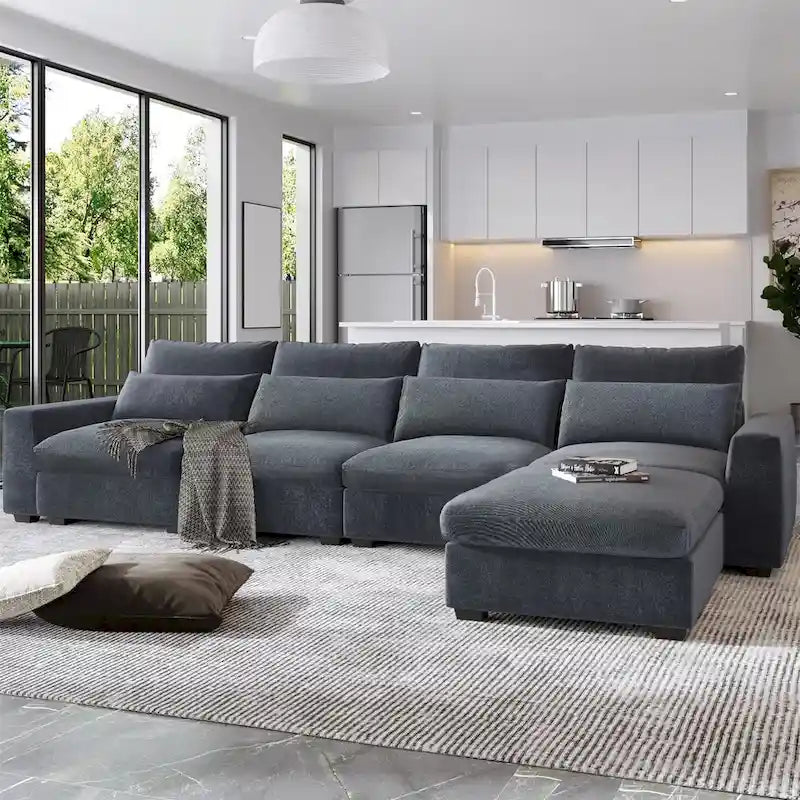 Convertible L-Shape Sectional Sofa with Reversible Chaise