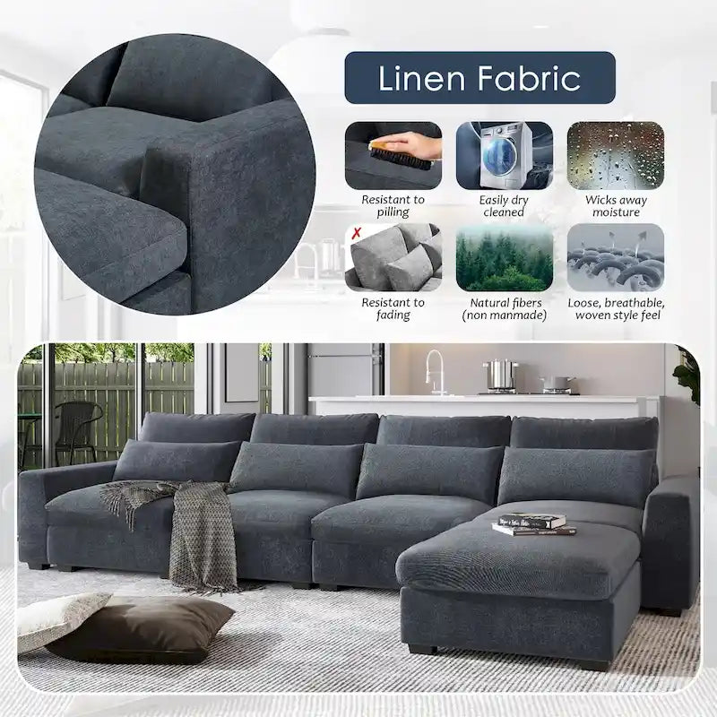 Convertible L-Shape Sectional Sofa with Reversible Chaise