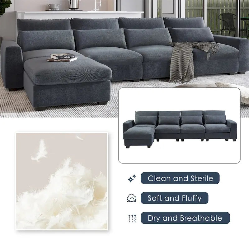 Convertible L-Shape Sectional Sofa with Reversible Chaise