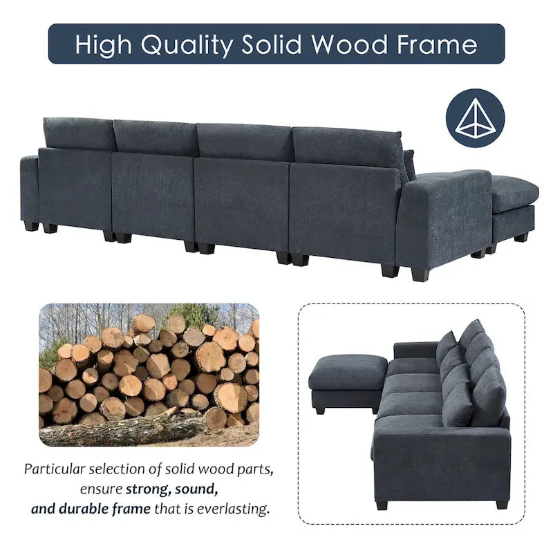 Convertible L-Shape Sectional Sofa with Reversible Chaise