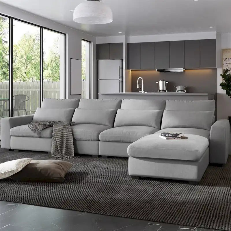 Convertible L-Shape Sectional Sofa with Reversible Chaise