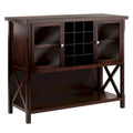 Buffet Cabinet with Wine Grid and Glass Doors, Cappuccino - 43.8W x 18D x 35.9H