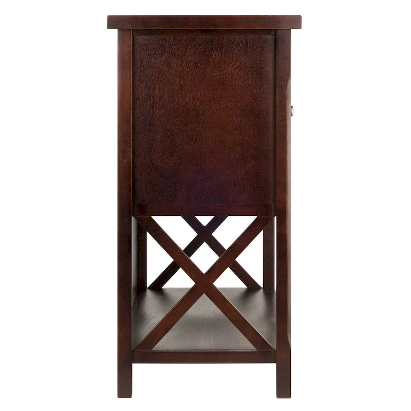 Buffet Cabinet with Wine Grid and Glass Doors, Cappuccino - 43.8W x 18D x 35.9H