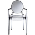 Set of 2 Transparent Polycarbonate Stacking Chairs with Oval Back