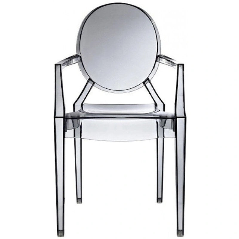 Set of 2 Transparent Polycarbonate Stacking Chairs with Oval Back