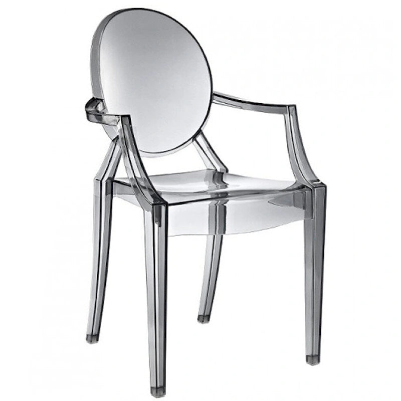 Set of 2 Transparent Polycarbonate Stacking Chairs with Oval Back