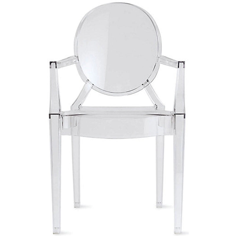Set of 2 Transparent Polycarbonate Stacking Chairs with Oval Back
