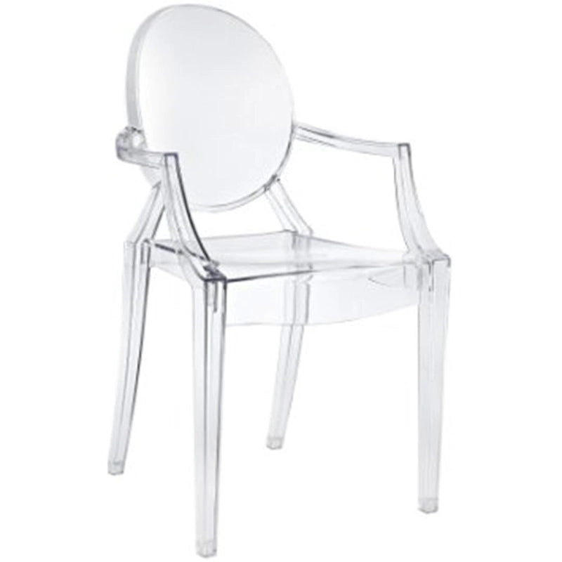 Set of 2 Transparent Polycarbonate Stacking Chairs with Oval Back