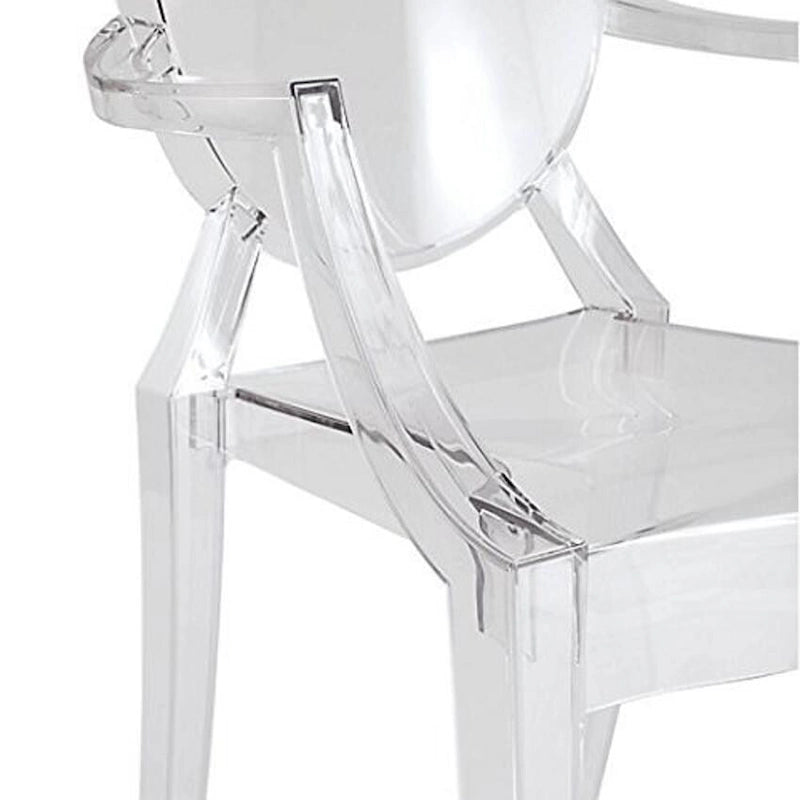 Set of 2 Transparent Polycarbonate Stacking Chairs with Oval Back