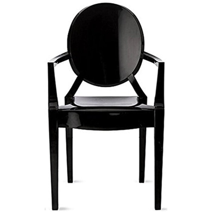 Set of 2 Transparent Polycarbonate Stacking Chairs with Oval Back