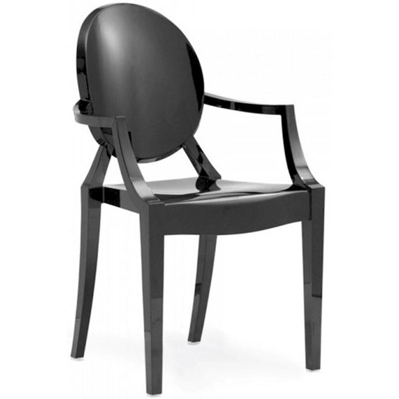 Set of 2 Transparent Polycarbonate Stacking Chairs with Oval Back