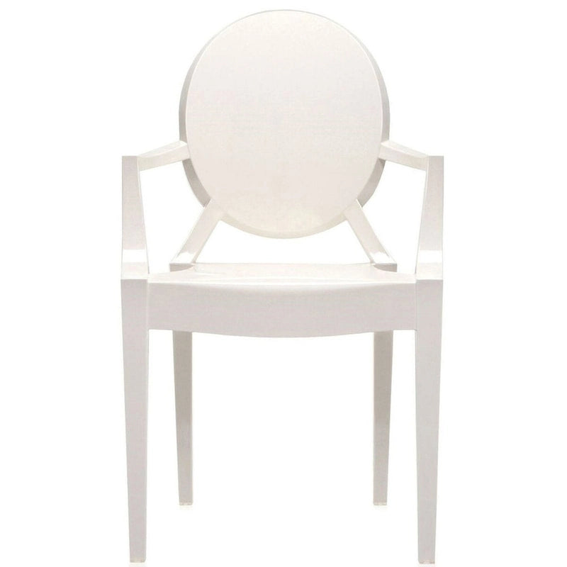 Set of 2 Transparent Polycarbonate Stacking Chairs with Oval Back