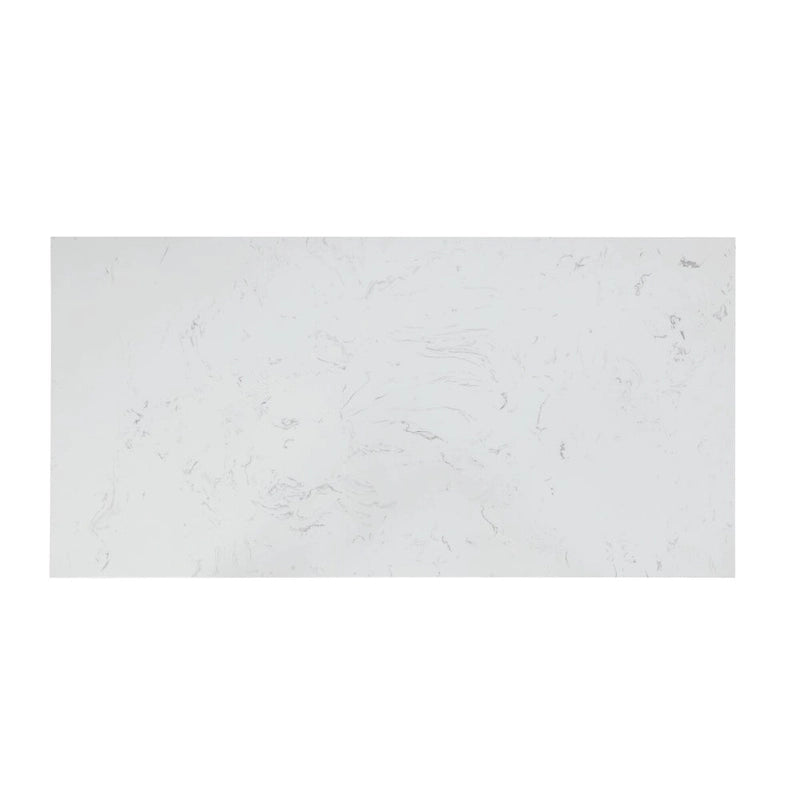 White 2-Drawer Kitchen Island with Faux Marble Top